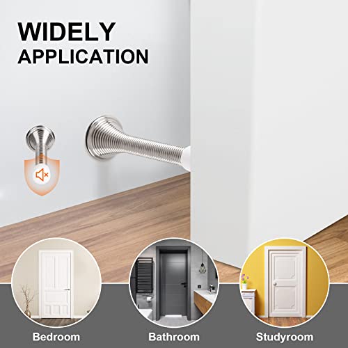 Cton 12 Pack Spring Door Stoppers 3-1/4" Alloy Steel Flexible Heavy Duty Door Stop With Rubber Bumper Tips For Bottom Of Door, Home And Office, Silver #TOP5