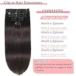 Clip in Hair Extensions Real Human Hair Clip in Extensions for Women Seamless Invisible Dark Brown Natural Remy 100% Human Clips ins Extension 8pcs Double Weft 16 inch 3.2oz/90g - Image 2