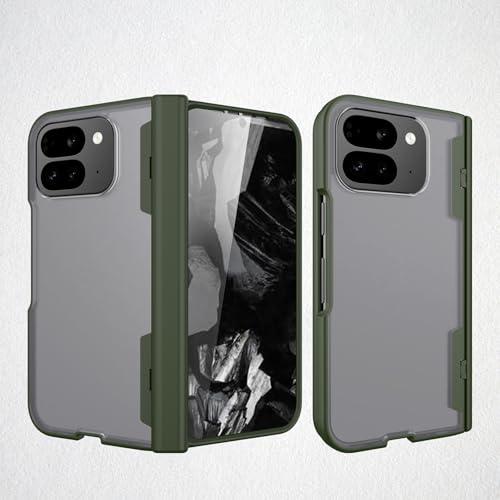 Coque pour Google Pixel 9 Pro Fold antichoc avec charnière protégée et écran intégré vert givré