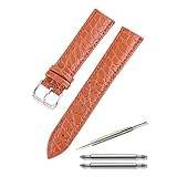 カルム クロコダイル型押し 腕時計 ベルト 本革 レザー 時計 交換 バンド 12㎜ ～ 24㎜ 交換説明書付き (17㎜, ブラウン)