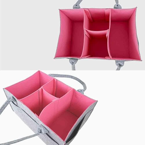 Miniatura 5 de TOFOAN Organizador de pañales para bebé con insertos extraíbles, cesta de fieltro grueso, organizador de bolsas de pañales para bebé con divisores,