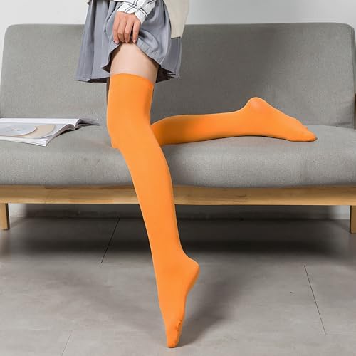 Image of Women's Opaque Stretchy Nylon Over Knee Thigh High Stockings Costume Socks