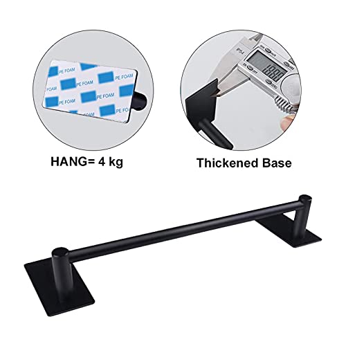نير مون حامل مناشف الحمام ذاتي اللصق - رف حائط للحمام من الستانلس ستيل، رف تعليق منشفة لاصق على علاقة عصرية بدون ثقب (لمسة نهائية سوداء غير لامعة، رف منشفة 16 انش)
