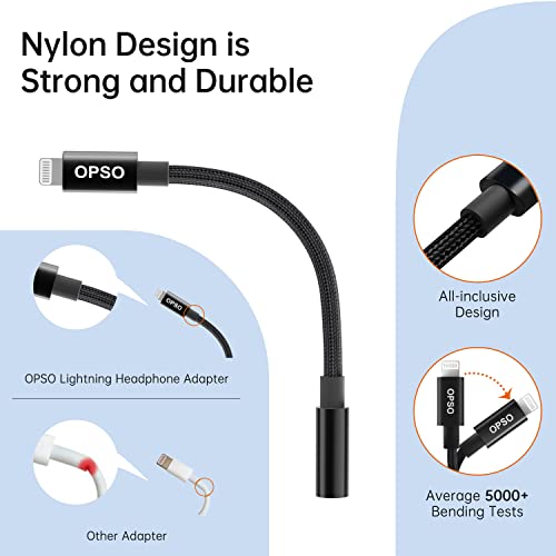 Opso Lightning To 3.5Mm Jack Adapter, [ Mfi Certified ] 3.5Mm Iphone Adapter Headphone Dongle Connector Compatible Iphone 13/12 Mini/12/12 Pro/12 Pro Max/11/11Pro/11Max/X/8/8Plus/7/7Plus #TOP4