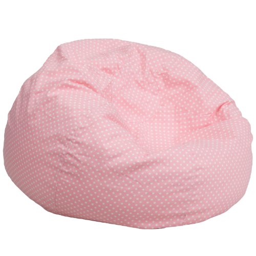 Flash Furniture Oversized Light Pink Dot Bean Bag Chair for Kids and Adults