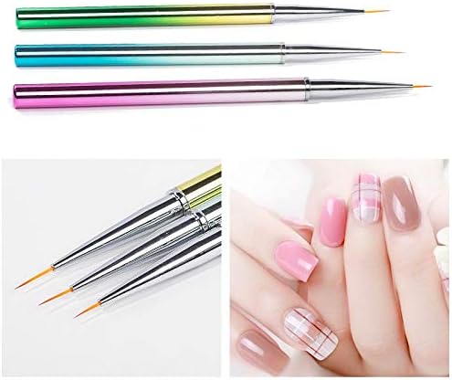 Nail Pens 3Pcs/Set Manicure Tool Metal Colorful Handle Painting Nail Art Brush Flower Lines Stripe French Drawing Pen Nail Art for Nail Art