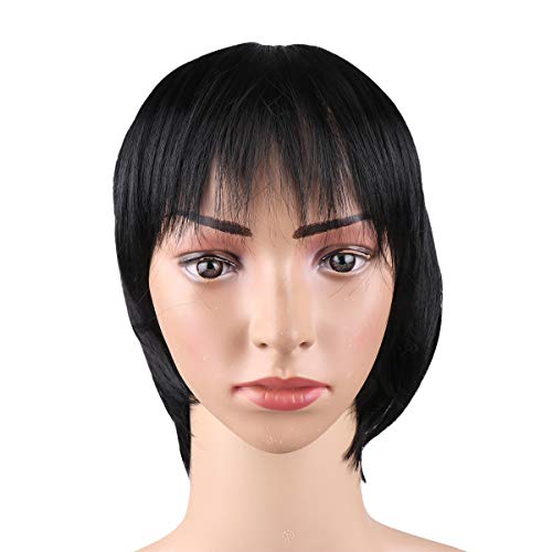 Lurrose Peruca masculina curta reta peruca moda cosplay peruca adereços para materiais de desempenho