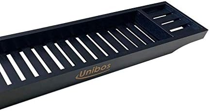 Unibos Black Bamboo Bathtub Storage Rack Caddy Shelf Tidy Tray Holder Wine Glass Holder