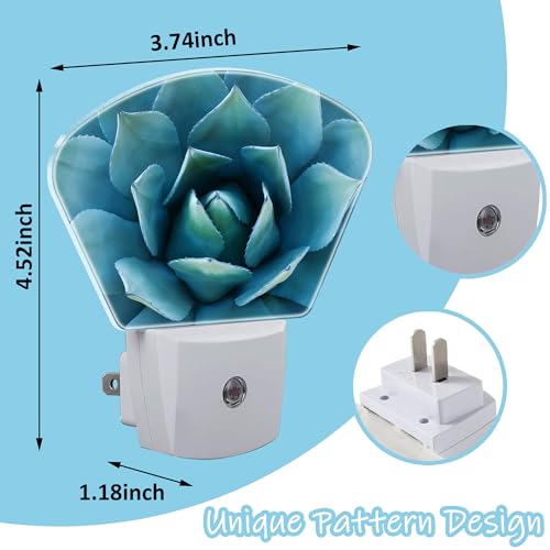 Image of Night Light Agave Plant Plug-in LED Dusk-to-Dawn Sensor Soft Night Lamp,Suitable for Home Bedroom Bathroom Hallway Stairs