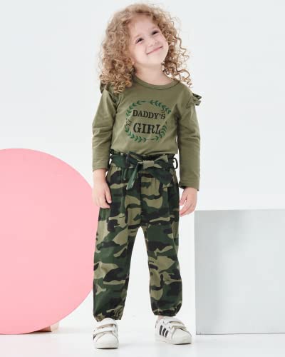 Image of Newborn Baby Girl Clothes Letter Print Long Sleeve Bodysuit Ruffle Floral Pants with Headband 3Pcs Infant Girl Outfits Set