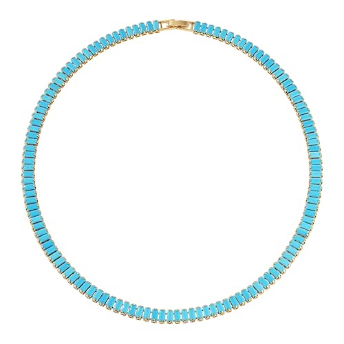 Collier ras du cou turquoise d'exception avec finition prestige en or 14 carats