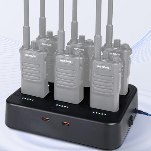 Cargador de seis vías Retevis RT86 para walkie-talkies RT86A con luces de estado LED 3