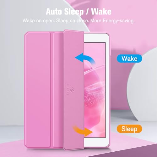 Image of Fintie Hybrid Slim Case for iPad 9th / 8th / 7th Generation (2021 /2020 / 2019) 10.2 Inch - [Built-in Pencil Holder] Shockproof Cover with Clear Transparent Back Shell, Lilac Pink