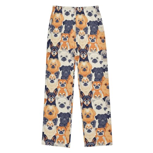 ALAZA Seamless Pattern with Dog Pajamas Bottoms with Pockets Comfy Pjs Sleepwear Elastic Waistband Pajamas Pants Lounge Pants