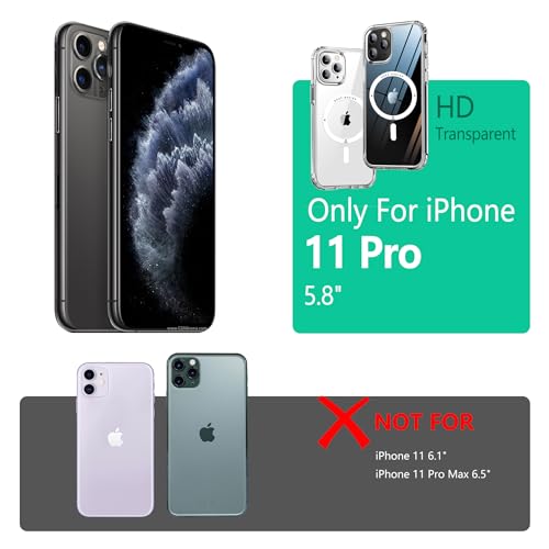 Image of ONES Magnetic for iPhone 11 Pro Slim Case, [Compatible with Magsafe] [Military-Grade Drop Protection][Anti-Yellowing][PC + TPU Hybrid], Shockproof Protective Cover, Scratch-Resistant Back, Transparent