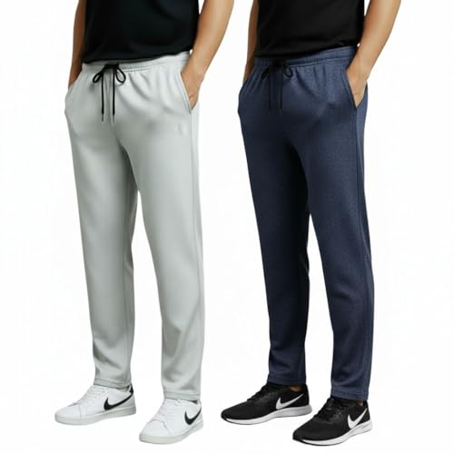 Image of Khakey Men's Black Regular Fit Cotton Plus Size Track Pant|Regular Fit Track Pants|Cotton Trackpant for Men|Solid Trackpants Men Combo
