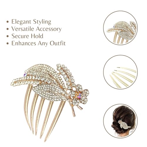 Image of BellaStella Premium Rhinestone Metal Side Hairpin Decorative Hair Bun Comb Bridal Wedding Hair Accessory For Women And Girls Pack of 1 Pc (White)