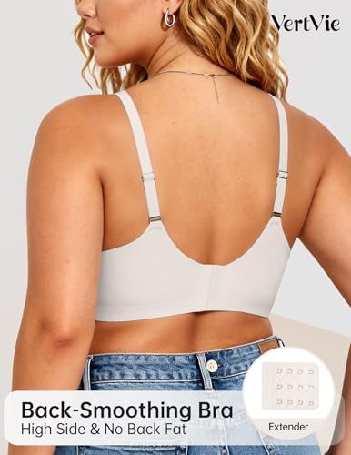 Image of Vertvie Jelly Bras for Women No Underwire Supportive | Seamless Wireless Bralette, Cool Breathable Mesh, Push Up Scalloped V-Neck, Full Coverage Tshirt Bra, Soft Comfortable