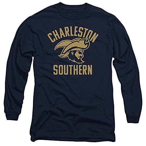 Charleston Southern University Official One Color CSU Buccaneers Logo Unisex Adult Long-Sleeve T Shirt,Navy, Medium