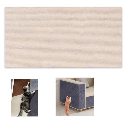 Selbstklebende kratzmatte Katzen, Kratzbretter Katze Wand, Anpassbar. Ideal für kratzteppich Katzen, Katzenkratzbretter, Kratzwand. (Beige, 40x100cm)