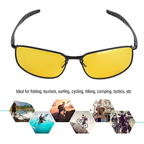Sports Sunglasses for Night Vision, Metal Frame Rectangular Sports Sunglasses with Anti-Glare Amber Lenses for Men Women Cycling Driving Fishing4
