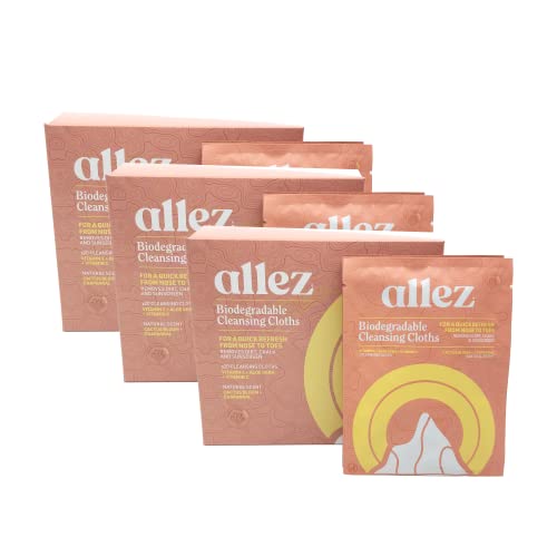 Allez Outdoor Vegan Biodegradable Cleansing Cloths, Natural Plant-Based Face & Body Wipes, PH Balanced, with Cactus Bloom/Chaparral Scent, 20 Count Towelettes, 3-Pack