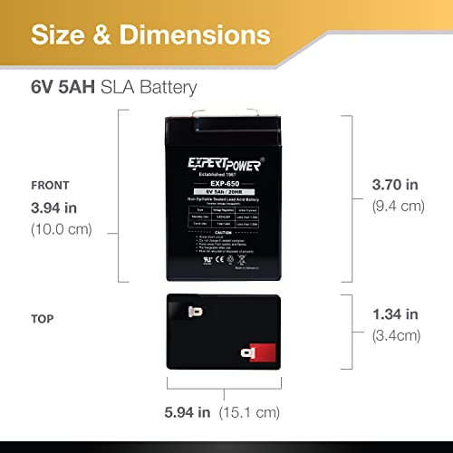 Expertpower 6V 5Ah Sla Rechargeable Battery -2 Pack #TOP2