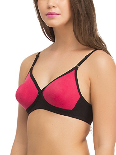 Image of Clovia Women's Cotton Rich Solid Non-Padded Full Cup Wire Free T-Shirt Bra - Black