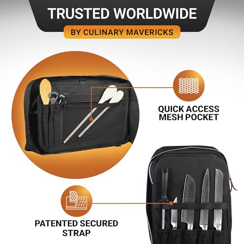 Magnet Chef Knife Backpack | 20+ Pockets for Knives & Tools | Large Pocket for Tablet & Notebooks | Knife Backpack for Chefs (Black)4