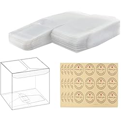 Caja Transparente para Embalaje Pequeña Caja de Dulces 8x8x8cm 50 Pack Caja Plegable Cajita Plástica Cajas Transparentes para caramelo, chocolate, San Valentín, envoltura de regalos