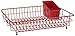 Delfinware Revestimiento de plástico LargeRectangular Plato escurridor Fregadero con Cesta de Cubiertos en Rojo 2100RD