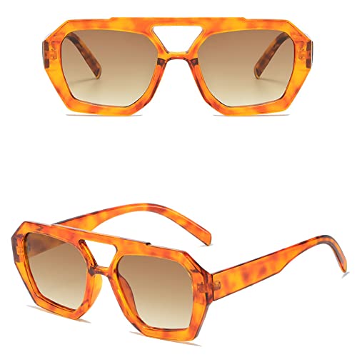 Lunettes de soleil rétro léopard pour femme grand format chic