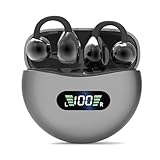 イヤホン bluetooth ワイヤレスイヤホン 【ながら聴き イヤーカフ型 】イヤフォン スポーツ用 耳挟み式 オープンイヤー 耳掛け 耳を塞がない マイク付き ENC通話 数字LEDディスプレイ残量表示 (ブラック)