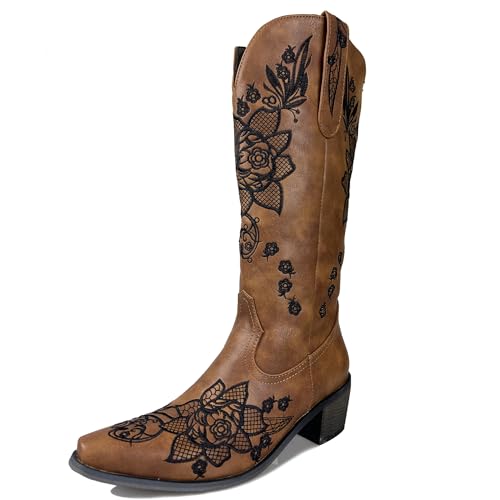 Bottes cowboy pointues pour femme avec semelle confort amortissante