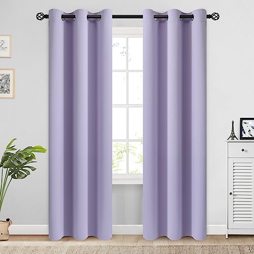 Image of COSVIYA Grommet Room Darkening Lilac Curtains 84 inch Long for Bedroom | Light Blocking Insulated Thermal Curtains for Living Room, Blackout Thick Polyester Window Drapes,38x84 inches, 2 Panels