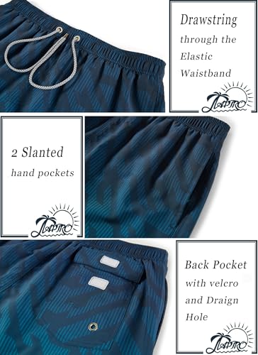 APTRO Herren Badehose Lang Badeshorts Schnelltrocknend boardshorts Freizeit Short Geometrische Grün MK3309 L 5