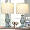 Farmhouse Table Lamps Set of 2, Rustic Touch Control Bedside Lamps with 2 USB Ports & AC Outlet, Vintage 3-Way Dimmable Nightstand Lamp Linen Fabric Shade for Living Room Bedroom End Table Decor