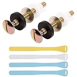 4 Sets Toilet Seat Screws Replacement Kit, Heavy Duty Toilet Seat Fastener with Toilet Lifter Tab, Plastic Nut and Washers for Top Mount Toilet Hinge