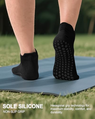 ACTINPUT Unisex Pilates Grip Socks for Women Men, Non Slip Grippy Socks for Yoga Barre Hospital Workout2