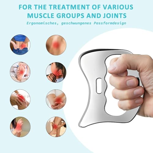 Image of Stainless Steel Gua Sha Muscle Scraper Tool, Myofascial Scraping Tools for Physical Therapy, Lymphatic Drainage Massager, Soft Tissue Massage Tool