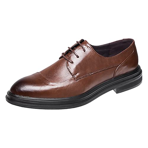 Zapatos clásicos de punta lisa para hombre de piel sintética en color marrón talla 40 2/3