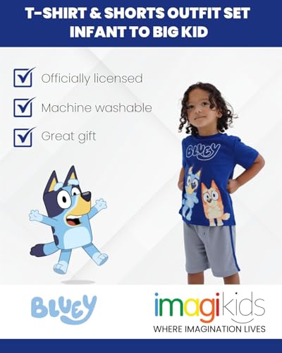 Image of Bluey T-Shirt and Mesh Shorts Outfit Set Infant to Big Kid Sizes (12 Months - 10-12)