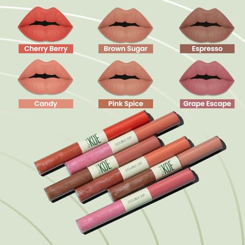 Image of Double Dip | Pink Spice & Jelly | Warm Rosy Pink Matte Lipstick (2ml) Plus Candy Gloss Finish Lip Topper (2ml) | Perfect Balance of Color & Shine