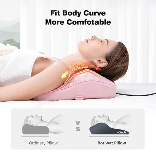 Image of Boriwat Neck and Back Massager with Heat, 3D Kneading Shiatsu Massage Pillow for Neck, Back, Shoulders, Legs, Deep Tissue Relief for Sore Muscles, Home & Car, Great Gift for Women, Men, Mom, Dad