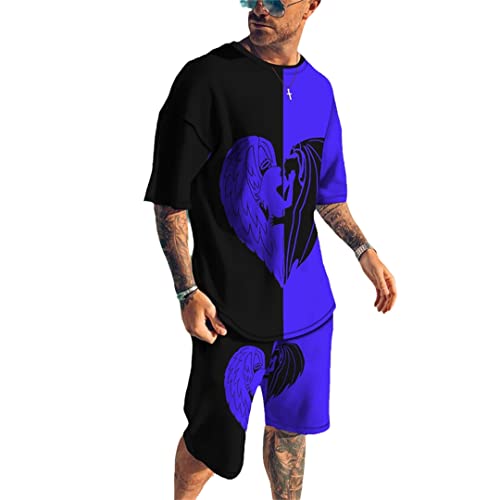Ensemble t-shirt imprimé 3D homme short décontracté idéal pour vos vacances détendues