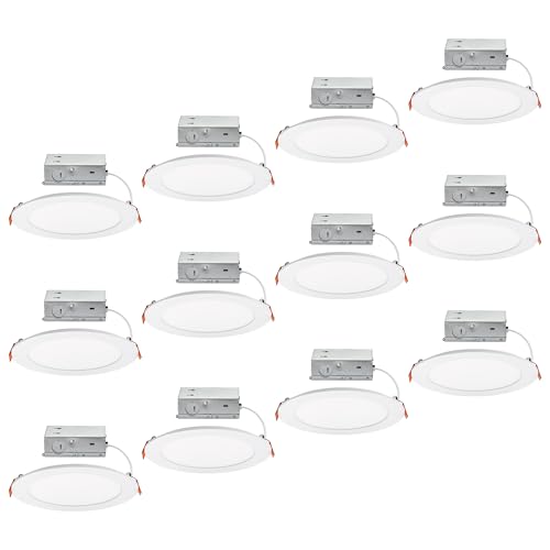 East Grove Home Builder Essential 6.25in Cutout 1,150 Lumens Round LED Recessed Light and Housing for Remodel or New Construction 5-CCT 2700-3000-3500-4000-5000K in White (Pack of 12) IC-Rated by East Grove Home - Used condition - US$109.39