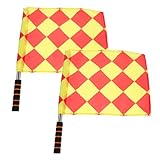 HOLIDYOYO 2 Stück Teiliges Handheld Football Signalflaggen mit Edelstahlstange und Schaumstoffgriff Robuste Schiedsrichter Fahnen für Sportveranstaltungen und Outdoor Wettbewerbe Leicht und