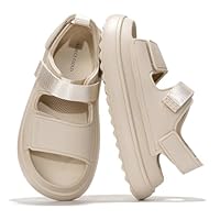 Project Cloud Sandálias femininas de couro confortáveis e ajustáveis para caminhada (Goldie), Branco, 35
