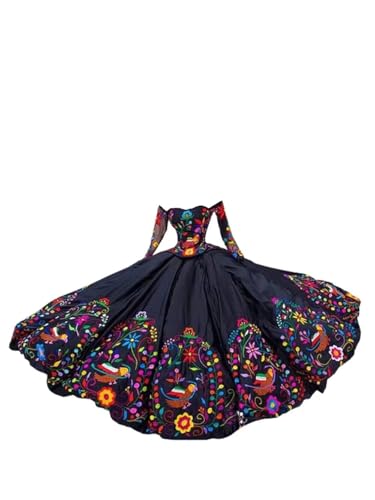 Mexican Embroidered Quinceanera Dresses Charro with Long Sleeves Ball Gown Sweet 15 Girls Dress 2025
