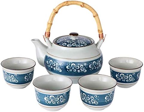 Umeware Best Japanese Ceramic Tea Set Gift With Teapot And 4 Tea Cups For Blooming, Loose Leaf Tea, Blooming Tea And Tea Bags